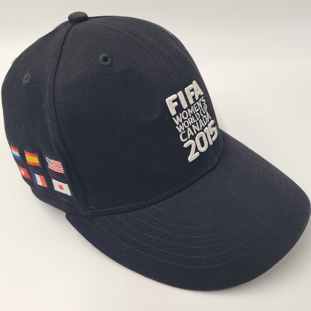 FIFA Womens World Cup Hat Fitted (Seems M-L) Black Canada 2015 Soccer All Flags